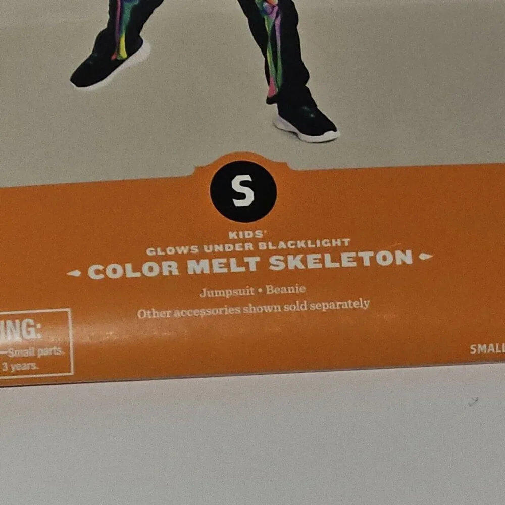 NEW Color Melt Skeleton Halloween Costume Boy Girl Small Glows Under Blacklight